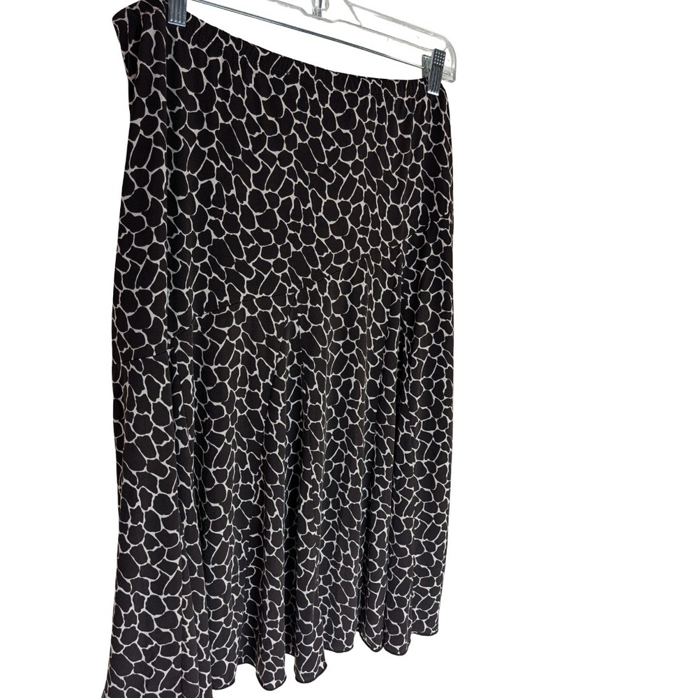 Chico's Midi Skirt Womens Size 2 Large Brown White Giraffe Animal Print Stretch - Picture 5 of 12